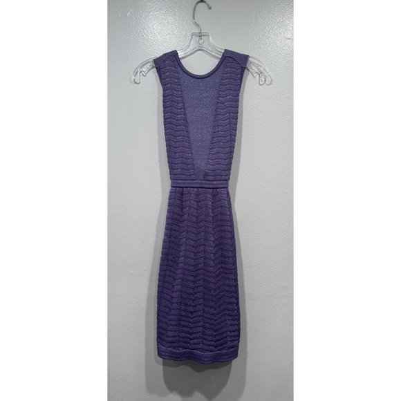 M Missoni Dresses & Skirts - M MIssoni Metallic Purple Silver Mini Dress Strappy Back Size 36‎ Glam Evening